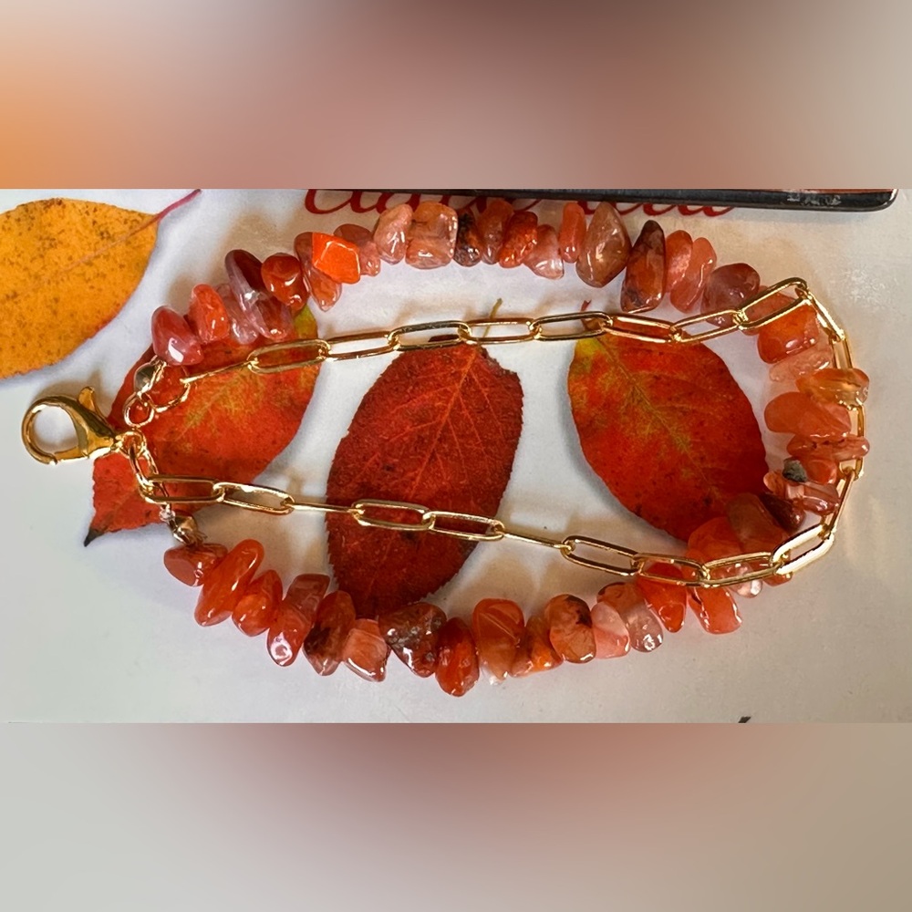 Gold and Orange Gemstone Bracelet